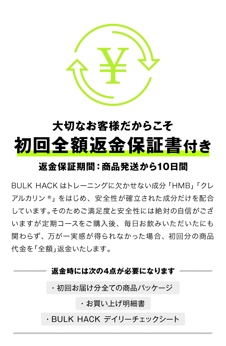 大切なお客様だからこそ初回全額返金保証書付き