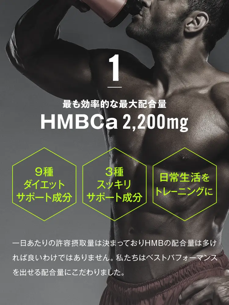 1.最も効率的な最大配合量 HMBCa2,200mg